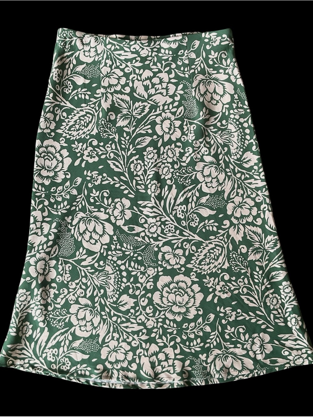 Rachel Zoe Green and Cream Floral A-Line Midi Skirt Size 8